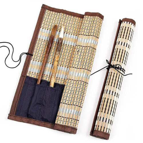 Bamboo Rolling Bag Calligraphy Pen Case Curtain Pack