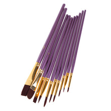 Load image into Gallery viewer, 10Pcs Purple Artist Paint Brush Set