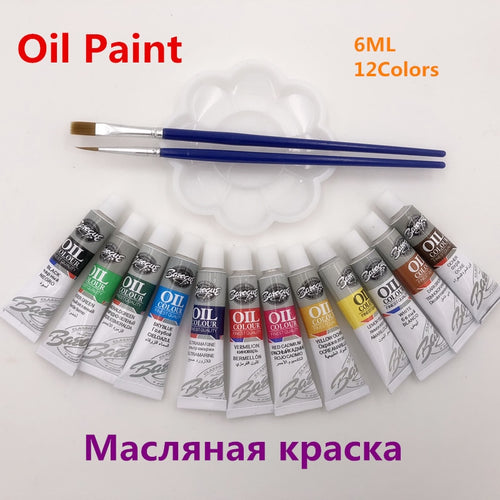 Professional Oil Colors Paints 12 Colours 6 ML Tube Offer 2 Brush And 1 Palette