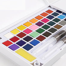 Load image into Gallery viewer, 12/18/24/36 Colors Portable Travel Solid Pigment Watercolor Paints Set With Water Color Brush Pen