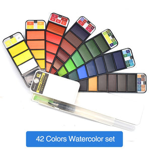 18/25/33/42 Colors Solid Watercolor Paint Set With Water Brush Pen