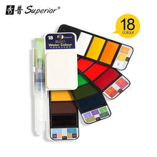 Load image into Gallery viewer, Superior 18/25/33/42 Solid Watercolor Paint Set With Water Brush Pen