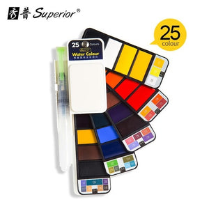 Superior 18/25/33/42 Solid Watercolor Paint Set With Water Brush Pen