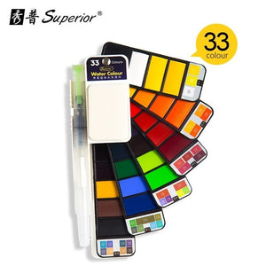 Superior 18/25/33/42 Solid Watercolor Paint Set With Water Brush Pen