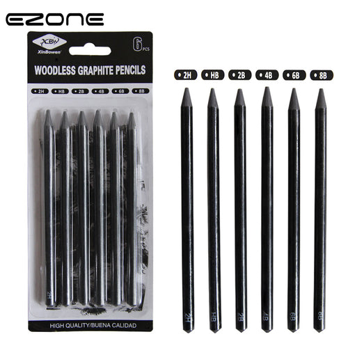 EZONE 6PCS Professional Pure Carbon Sketch Pens 2B/4B/6B/8B/2H/HB