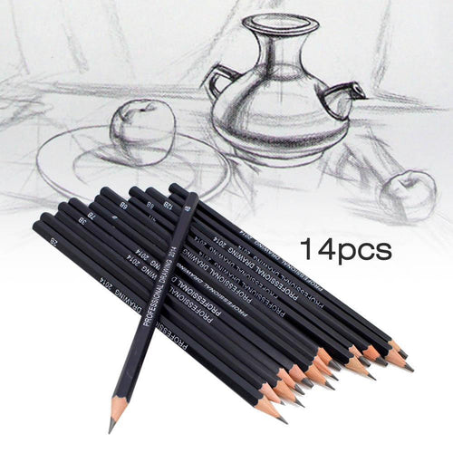 High quality Environmental  Set Of 14 Sketch Pro Drawing Pencils 6H-12B Range Charcoal Sketching Pencil Black Matte Pencil