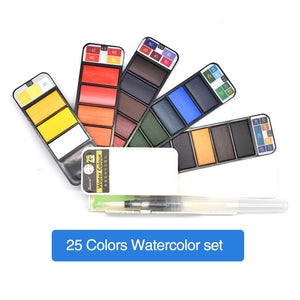 42 Colors Solid Watercolor Paint Set With Water Brush Pen