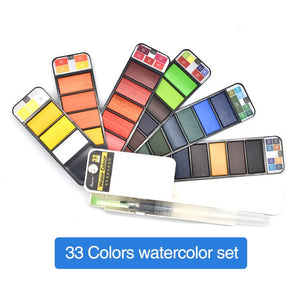 42 Colors Solid Watercolor Paint Set With Water Brush Pen